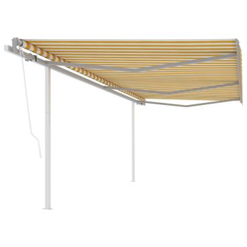 Tenda Retrattile Automatica con Pali 6x3,5 m Gialla e Bianca