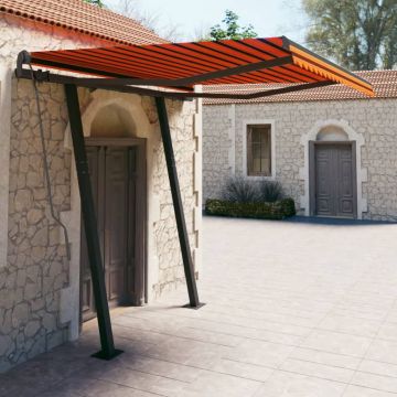 Tenda Retrattile Automatica con Pali 3,5x2,5m Arancio e Marrone