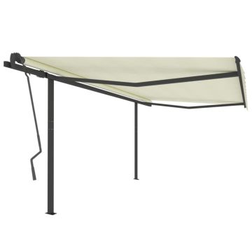 Tenda da Sole Retrattile Automatica con Pali 4x3,5 m Crema