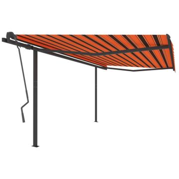 Tenda Retrattile Automatica con Pali 4x3,5 m Arancione Marrone