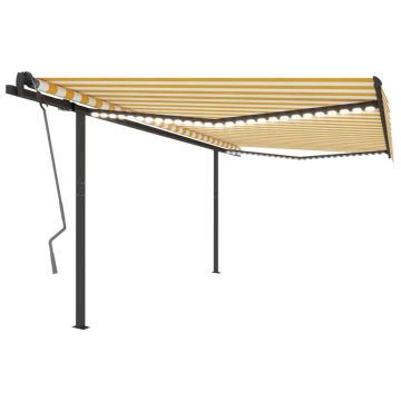 Tenda Automatica con Sensore Vento LED 4x3,5 m Gialla e Bianca