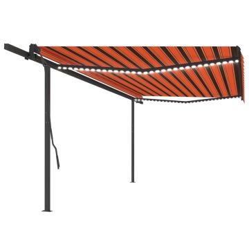Tenda da Sole Retrattile Manuale LED 5x3,5 m Arancione Marrone