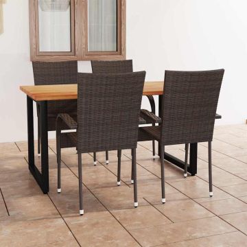 Set Mobili da Pranzo Giardino 5 pz in Polyrattan Marrone