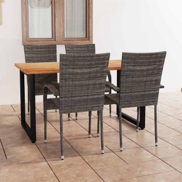 Set Mobili da Pranzo Giardino 5 pz in Polyrattan Grigio