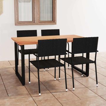 Set Mobili da Pranzo Giardino 5 pz in Polyrattan Nero