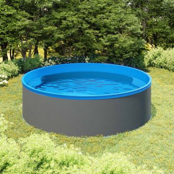 Piscina con Scaletta a 4 Gradini 350x90 cm Grigia