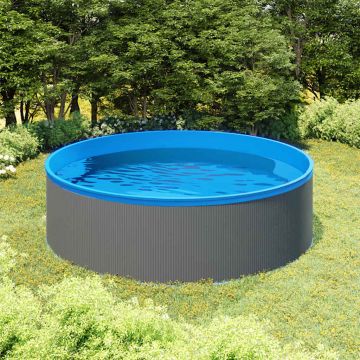 Piscina con Scaletta e Pompa 350x90 cm Grigia