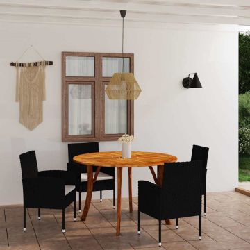 Set Mobili da Pranzo per Giardino 5 pz Nero