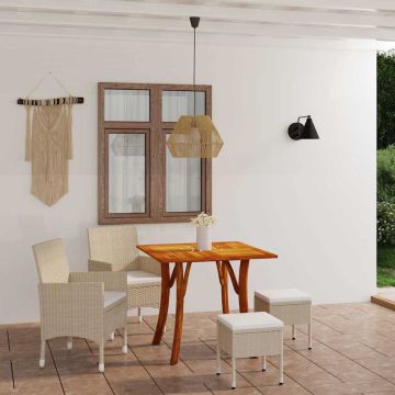 Set Mobili da Pranzo per Giardino 5 pz Beige