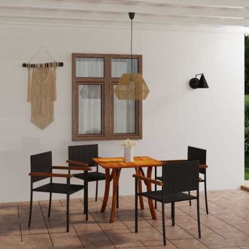 Set Mobili da Pranzo per Giardino 5 pz Nero