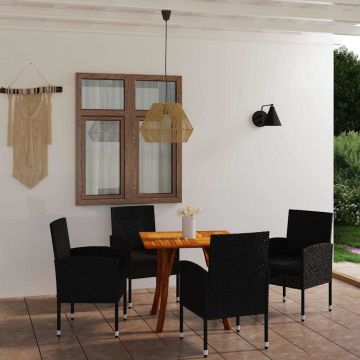 Set Mobili da Pranzo per Giardino 5 pz Nero