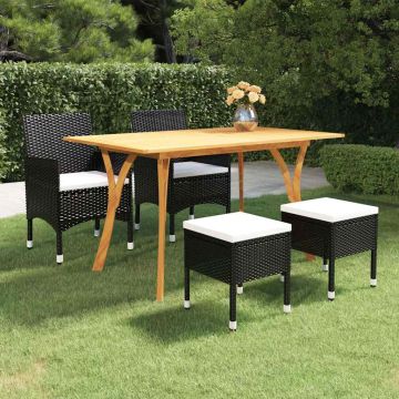 Set Mobili da Pranzo per Giardino 5 pz Nero