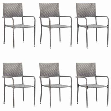 Set da pranzo da giardino 7 pz in acacia e rattan PE antracite