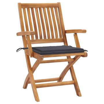 Sedie Pieghevoli con Cuscini 4 pz Massello di Teak