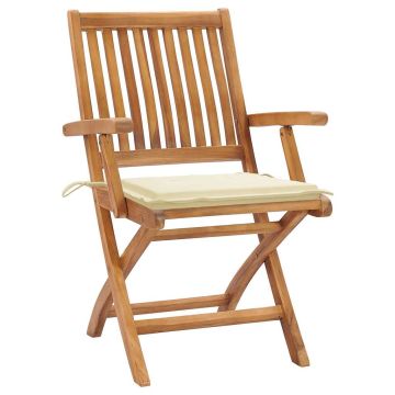 Sedie Pieghevoli con Cuscini 4 pz Massello di Teak