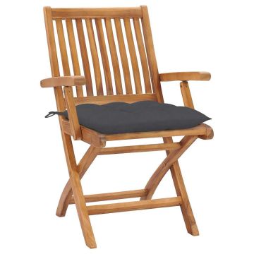 Sedie Pieghevoli con Cuscini 4 pz Massello di Teak