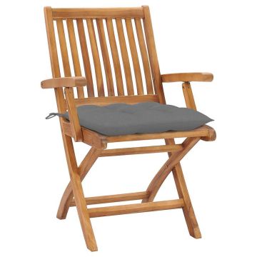 Sedie Pieghevoli con Cuscini 4 pz Massello di Teak