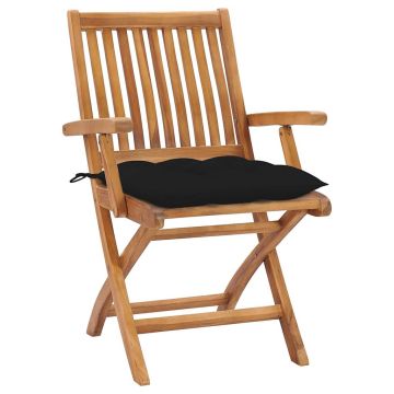 Sedie Pieghevoli con Cuscini 4 pz Massello di Teak
