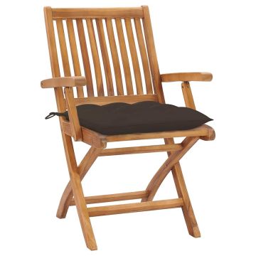 Sedie Pieghevoli con Cuscini 4 pz Massello di Teak