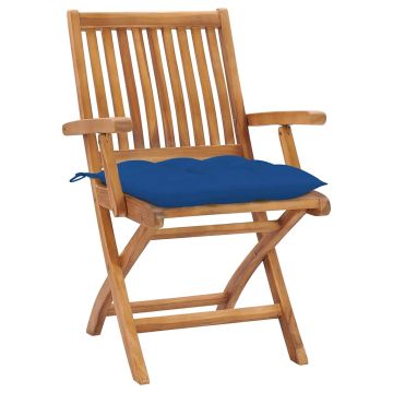 Sedie Pieghevoli con Cuscini 4 pz Massello di Teak