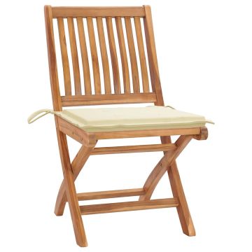 Sedie Pieghevoli con Cuscini 4 pz Massello di Teak