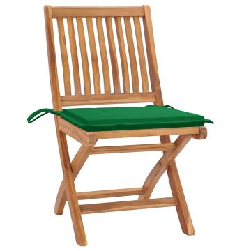 Sedie Pieghevoli con Cuscini 4 pz Massello di Teak