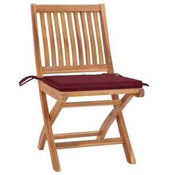 Sedie Pieghevoli con Cuscini 4 pz Massello di Teak