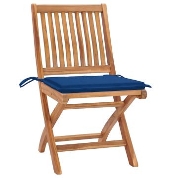 Sedie Pieghevoli con Cuscini 4 pz Massello di Teak