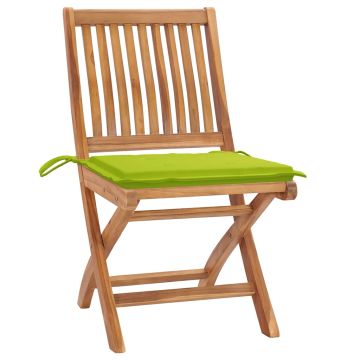 Sedie pieghevoli con cuscini, 4 pezzi, in legno massello di teak.