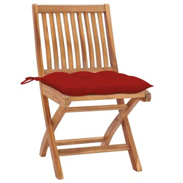 Sedie Pieghevoli con Cuscini 4 pz Massello di Teak