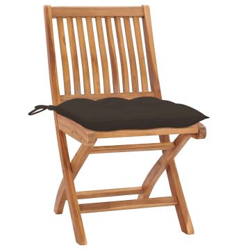 Sedie Pieghevoli con Cuscini 4 pz Massello di Teak