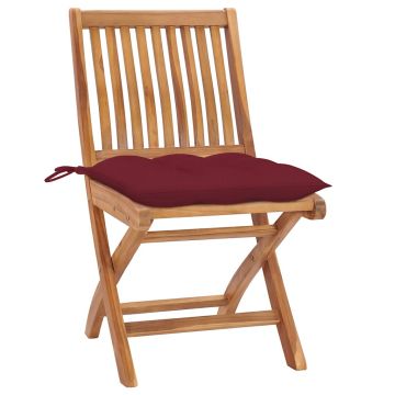 Sedie Pieghevoli con Cuscini 4 pz Massello di Teak