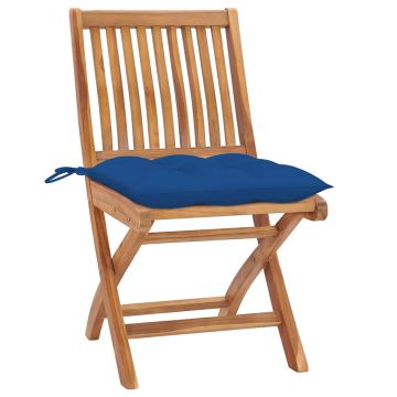 Sedie Pieghevoli con Cuscini 4 pz Massello di Teak