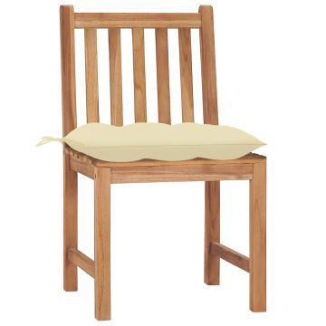 Sedie da Giardino 4 pz con Cuscini in Legno Massello di Teak