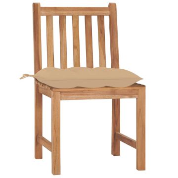 Sedie da Giardino 4 pz con Cuscini in Legno Massello di Teak