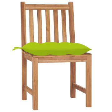 Sedie da Giardino 4 pz con Cuscini in Legno Massello di Teak