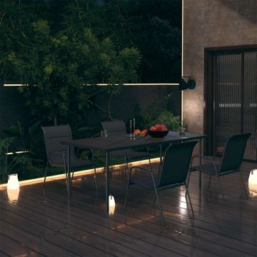 Set da Pranzo da Giardino 5 pz in Acciaio Nero