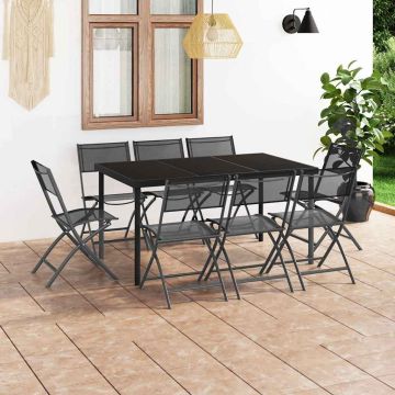 Set da Pranzo da Giardino 9 pz con Tavolo in Vetro