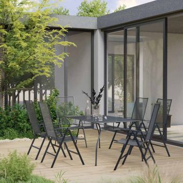 Set Pranzo da Giardino 7 pz in Acciaio Antracite