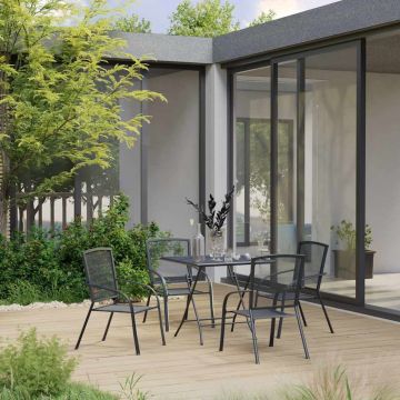 Set Pranzo da Giardino 5 pz in Acciaio Antracite