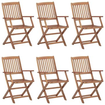 Sedie Pieghevoli 6 pz con Cuscini Massello Acacia