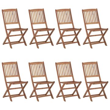 Set di 8 sedie pieghevoli con cuscini in legno massello di acacia