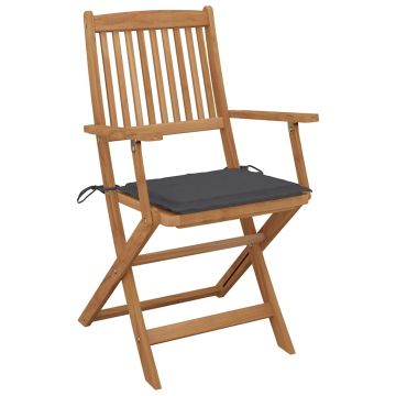 Sedie Pieghevoli 8 pz con Cuscini Massello Acacia