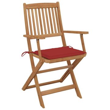 Sedie Pieghevoli 8 pz con Cuscini Massello Acacia