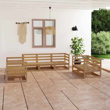 Set Salotto da Giardino 7pz Marrone Ambra Legno Massello Pino