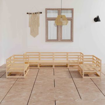 Set Divani da Giardino 8 pz in Legno Massello di Pino