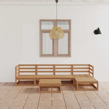 Set Salotto da Giardino 6pz Marrone Ambra Legno Massello Pino