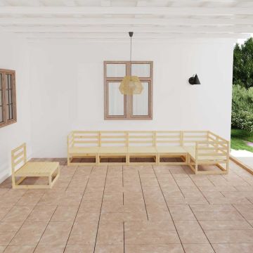 Set Divani da Giardino 7 pz in Legno Massello di Pino
