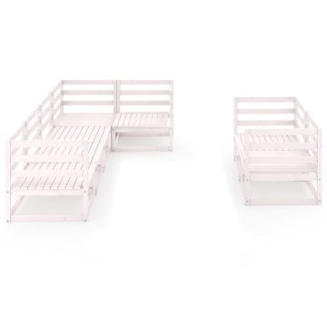 Set Divani da Giardino 8 pz Bianchi in Legno Massello di Pino