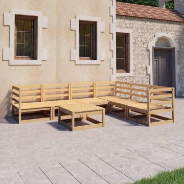 Set Divani da Giardino 7 pz in Legno Massello di Pino